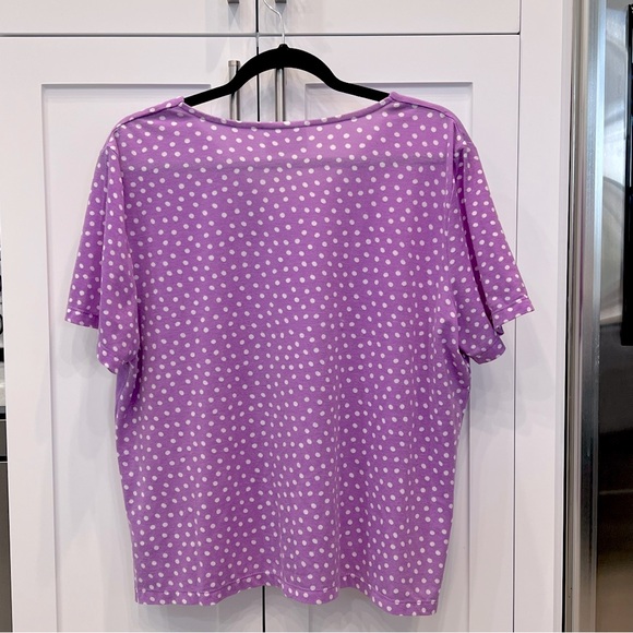 Alfred Dunner Purple Polka Dot Women's Flowy Drape Short Sleeve Top sz Large P - Picture 5 of 5